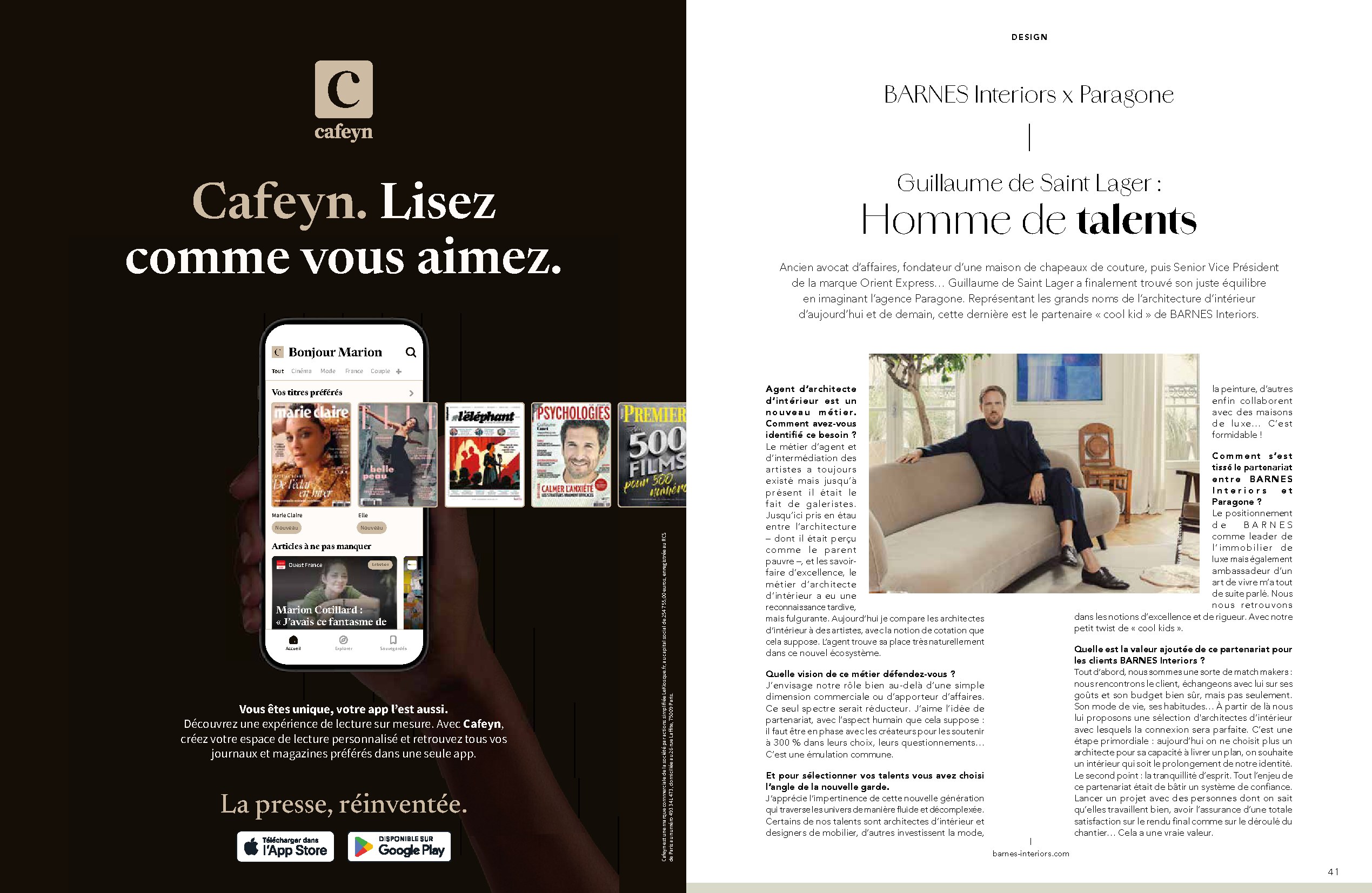 BARNES Interiors x Paragone — Guillaume de Saint Lager