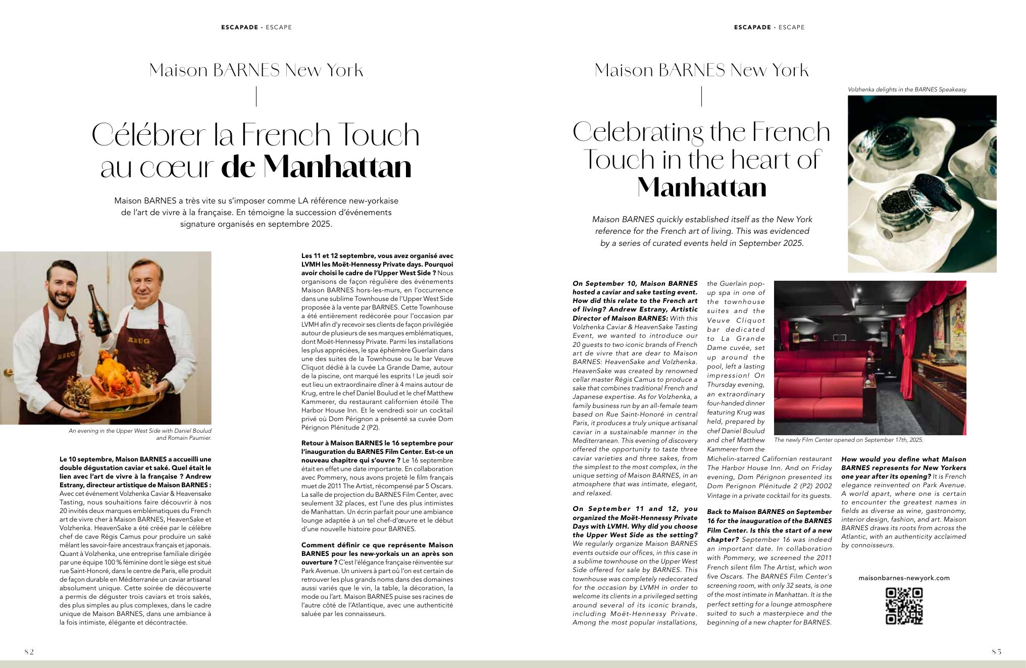 Maison BARNES New York — Célébrer la French Touch au cœur de Manhattan