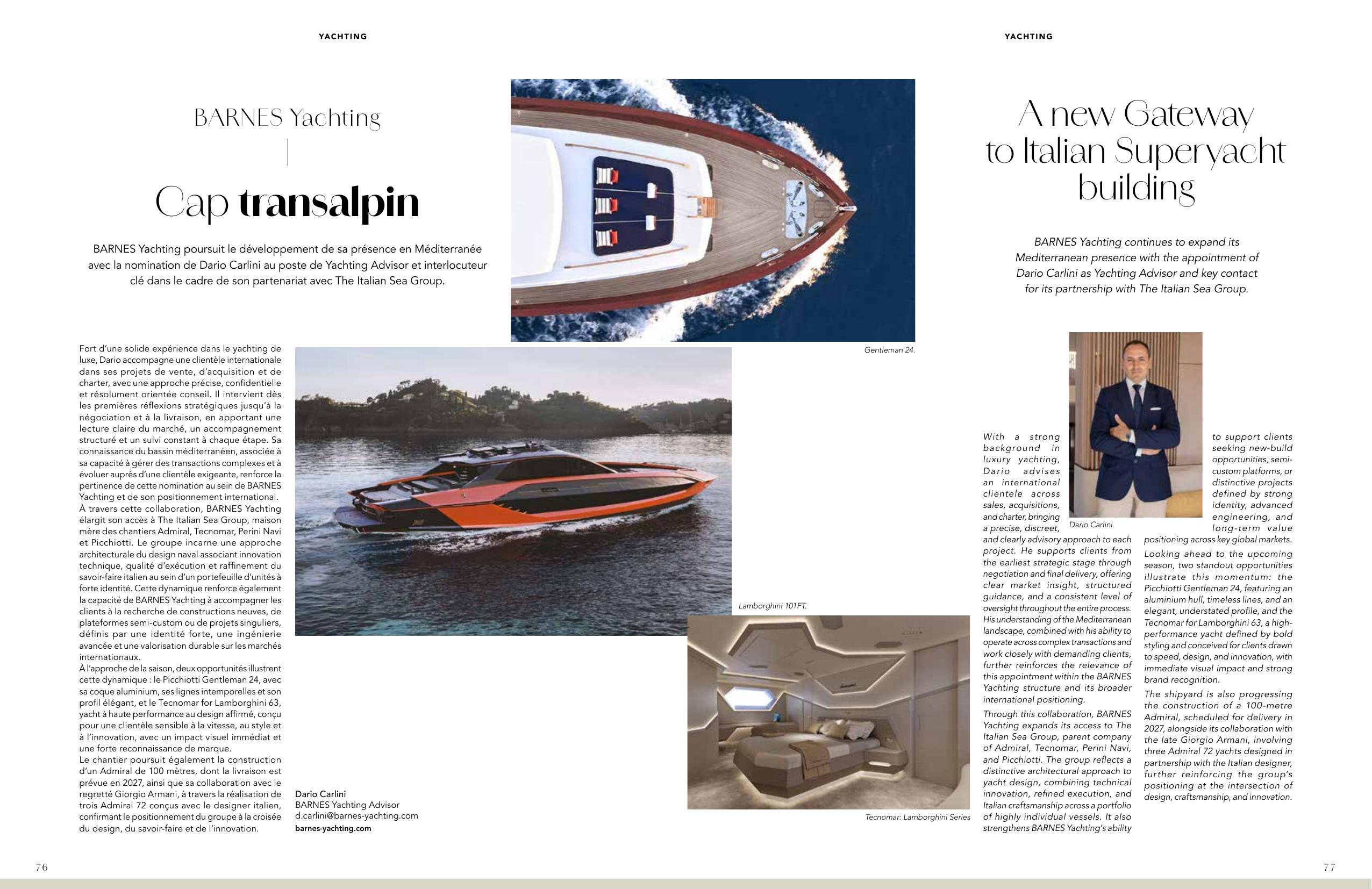 BARNES Yachting — Cap transalpin