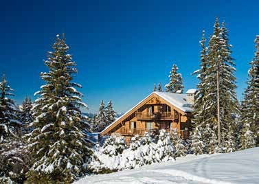 Snow-covered chalet in the French Alps